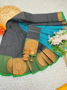 Charcoal gray saree