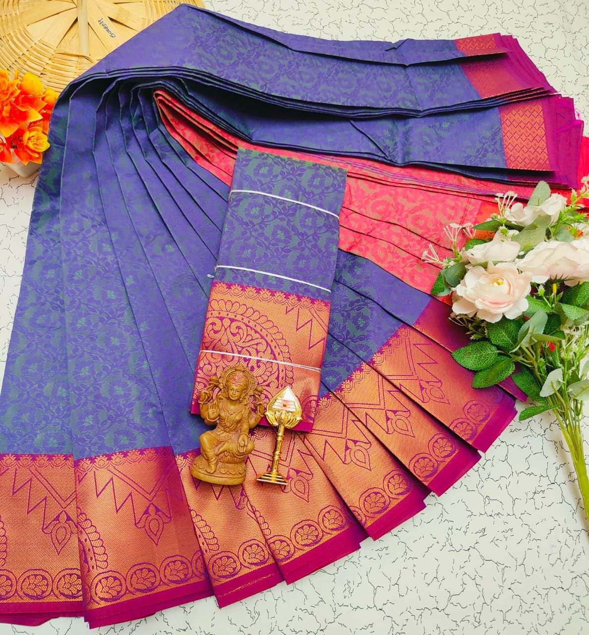 Violet Purple & Rani Pink Saree