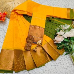 Haldi Yellow & Olive Green Saree